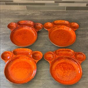 🌸RARE🌸 Vintage 70s ARTCERMA Pottery Ceramic Fondue Plates